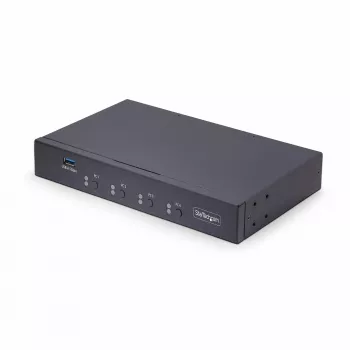 StarTech.com 4-porttinen KM-kytkin hiiren vaihdolla, USB-kytkin näppäimistölle/hiirelle, 3,5 mm/USB-ääni, oheislaitteiden jakaminen 4 tietokoneelle, TAA-yhteensopiva