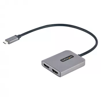 StarTech.com USB-C - kaksois-HDMI MST -keskitin - kaksois-HDMI 4K 60 Hz - USB Type-C moninäyttösovitin kannettavalle 30 cm kaapelilla - DP 1.4 Multi-Stream Transport -keskitin - USB-C - HDMI-jakaja