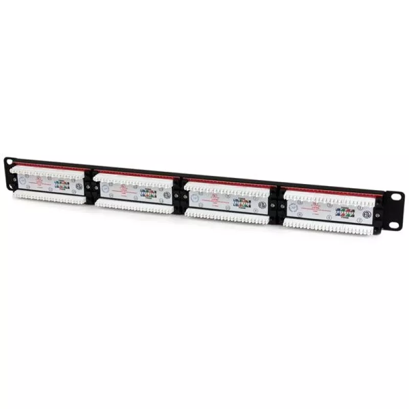 StarTech.com 24 portin 1U rack-asennettava Cat 6 110 patch-paneeli, RJ-45, rack-asennus, 1U, musta, RoHS, CE, ETL, UL
