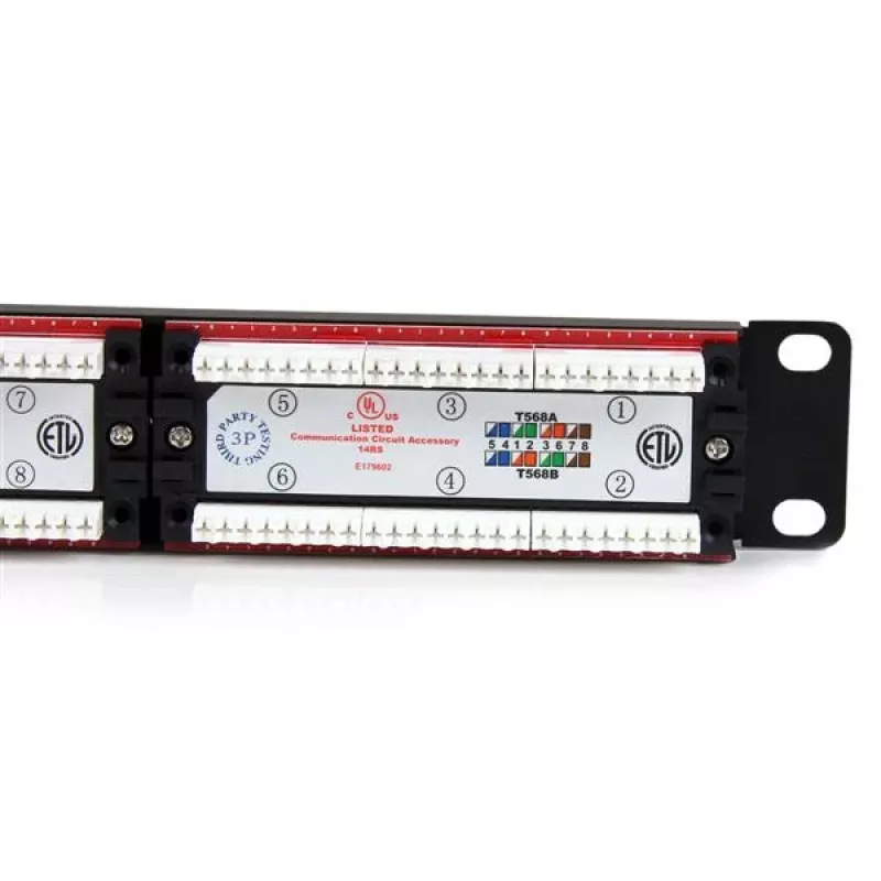 StarTech.com 24 portin 1U rack-asennettava Cat 6 110 patch-paneeli, RJ-45, rack-asennus, 1U, musta, RoHS, CE, ETL, UL