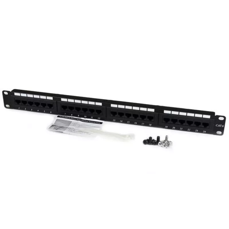 StarTech.com 24 portin 1U rack-asennettava Cat 6 110 patch-paneeli, RJ-45, rack-asennus, 1U, musta, RoHS, CE, ETL, UL