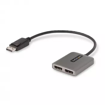 StarTech.com 2-portin DisplayPort MST -keskitin, dual 4K 60Hz, DP-2x DisplayPort-näyttösovitin, DP 1.4 moninäyttö-videosovitin, 30 cm integroitu kaapeli, USB-virralla toimiva, vain Windows
