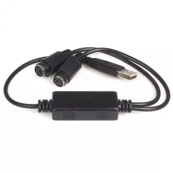 StarTech.com USB-PS/2-sovitin – näppäimistö ja hiiri, 0,435 m, musta, 1 – USB A, 2 – DIN 6, 46 g, 142 mm, 175 mm