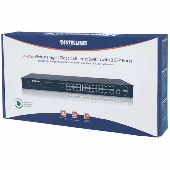 Intellinet 560917 24-porttinen Gigabit Web-Smart -kytkin, 2x SFP, telineasennus