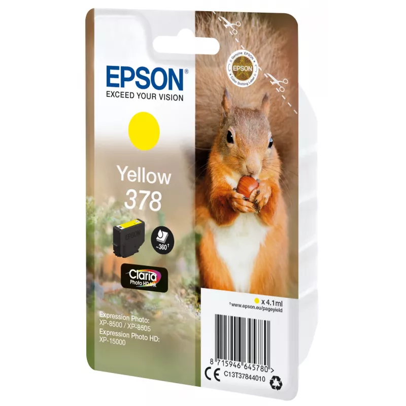 Värikasetti Epson 378 keltainen 360 sivua muste C13T37844010