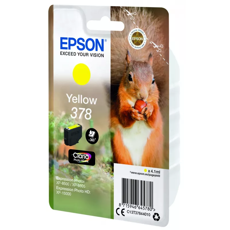Värikasetti Epson 378 keltainen 360 sivua muste C13T37844010