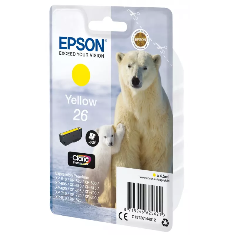 Epson Eisbär yksittäispakkaus keltainen 26 Claria Premium -muste