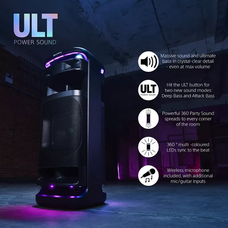 Kaiutin Sony SRS-ULT1000 ULT TOWER 10 — 139 W, Bluetooth, kannettava, musta