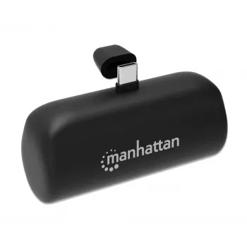 Manhattan varavirtalähde integroidulla USB-C-pistokkeella, 5000 mAh, jopa 10 W lähtöteho, teline käytettäväksi laturina puhelintelineenä, musta, yhden vuoden takuu
