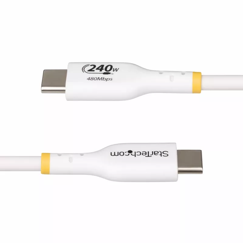 StarTech.com 4 m valkoinen USB-C-latauskaapeli, USB-IF-sertifioitu USB-C-kaapeli, 240W PD EPR, USB 2.0 Type-C kannettavan latauskaapeli, USB-C-tiedonsiirtokaapeli, TPE-päällyste