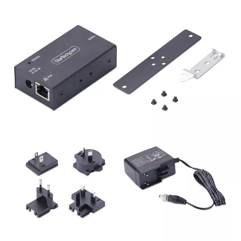 StarTech.com 1-porttinen sarja-Ethernet-sovitin, 802.3af PoE IP-sarjalaite palvelin etä-RS232-laitteille, seinä-/DIN-kiskokiinnitys, RJ45 LAN - DB9 sarjamuunnin, TAA