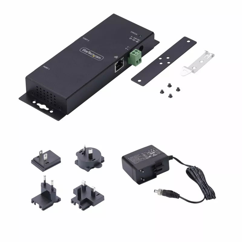 StarTech.com 2-porttinen sarja-Ethernet-sovitin, IP-sarjalaite palvelin etä-RS232-laitteille, seinä-/DIN-kiskokiinnitys, metallikotelo, RJ45 LAN - DB9 sarjamuunnin