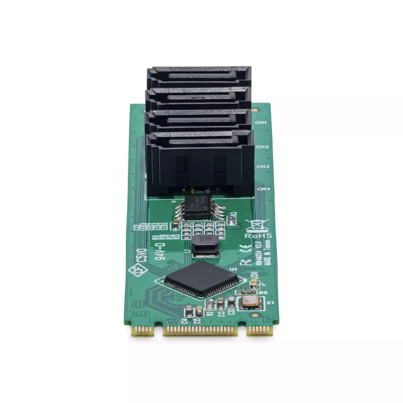 StarTech.com 4-porttinen M.2-SATA-sovitinkortti, M.2 PCIe 3.0 - SATA kiintolevy-/SSD-laajennuskortti, ASM1064-piirisarja, M.2 NVMe 4x HDD/SSD Windows/macOS/Linux