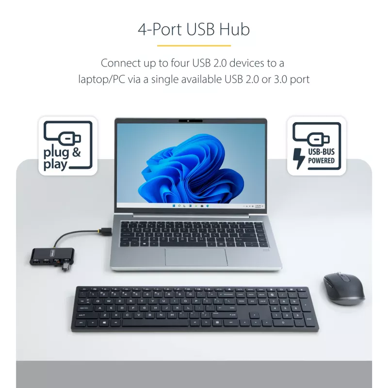 StarTech.com ST4200MINI2-USB-HUB USB-keskitin USB 2.0 480 Mbit/s musta