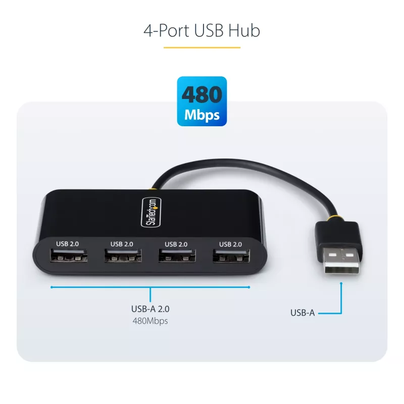 StarTech.com ST4200MINI2-USB-HUB USB-keskitin USB 2.0 480 Mbit/s musta