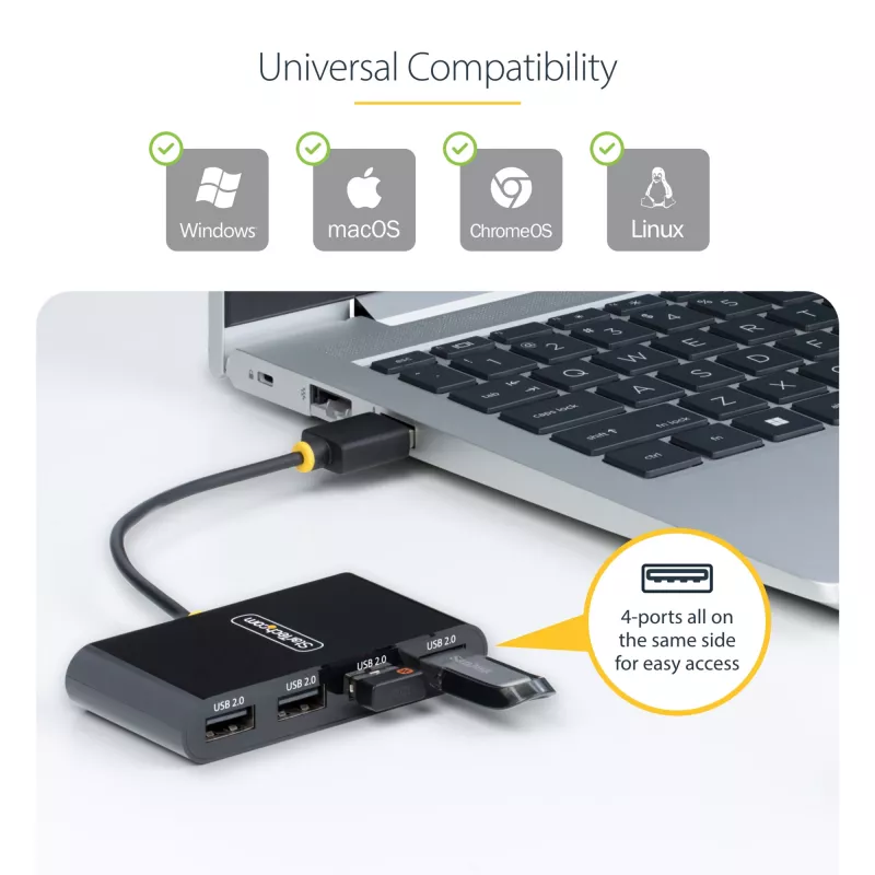 StarTech.com ST4200MINI2-USB-HUB USB-keskitin USB 2.0 480 Mbit/s musta