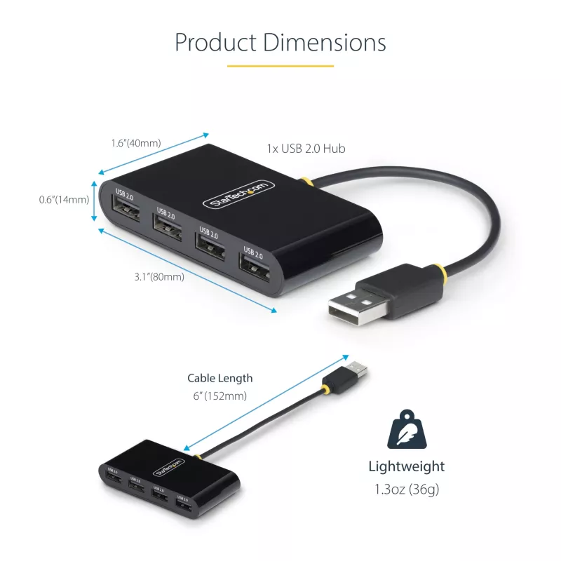 StarTech.com ST4200MINI2-USB-HUB USB-keskitin USB 2.0 480 Mbit/s musta