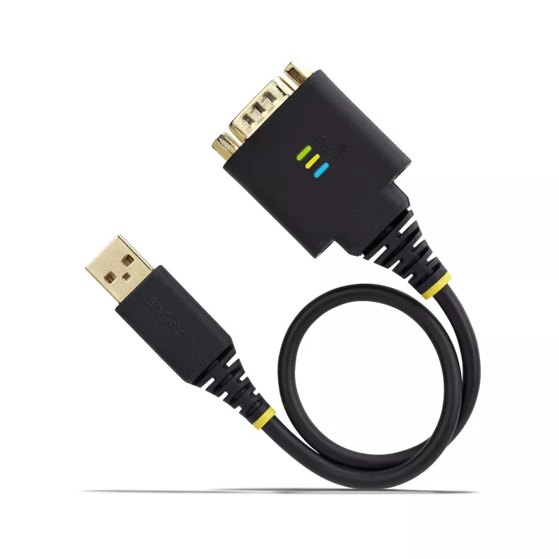 StarTech.com 1ft (30cm) USB-sarjaporttisovitinkaapeli, COM-pidätys, vaihdettavat mutterit/ruuvit, USB-A - DB9 RS232, FTDI IC, ESD-suoja, Windows/macOS/Linux