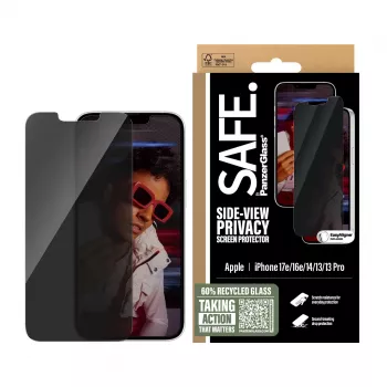 PanzerGlass SAFE. by ® tietosuojanäytönsuojakalvo iPhone 17e | 16e | 14 | 13 | 13 Pro | Ultra-Wide Fit EasyAligner-telineellä