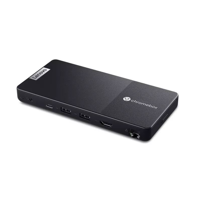 Mini-PC Lenovo Chromebox Micro — Intel Celeron N4500, 1,1–2,8 GHz, 8 GB LPDDR4x, 32 GB eMMC, ChromeOS, musta