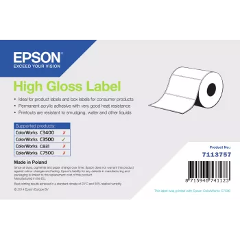 Itseliimautuva kiiltävä tarrarulla Epsonilta, 76 mm × 127 mm, 250 tarraa