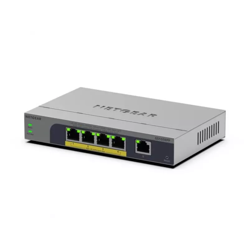 NETGEAR GS105EPP hallitsematon Gigabit Ethernet (10/100/1000) Power over Ethernet (PoE) pöytä-/seinäasennus harmaa