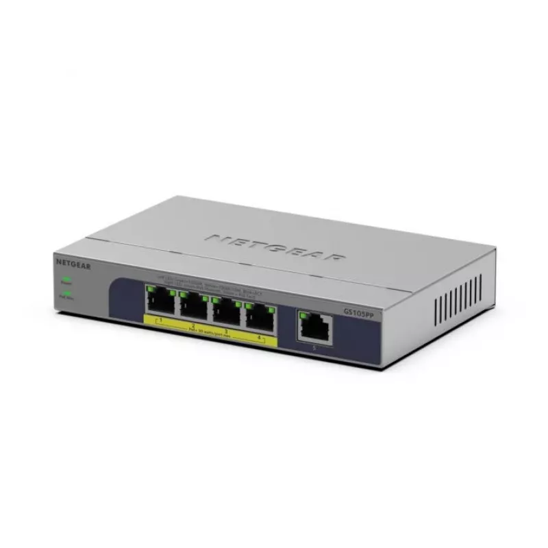 NETGEAR GS105PP hallitsematon Gigabit Ethernet (10/100/1000) Power over Ethernet (PoE) pöytä-/seinäasennus harmaa