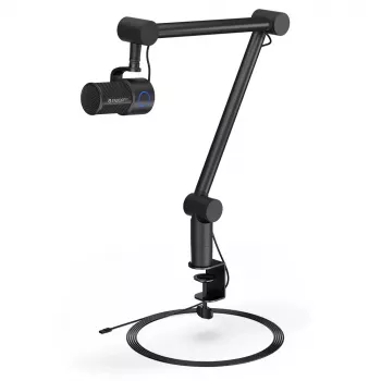 PC-mikrofoni ENDORFY Solum Studio — USB johdollinen, 24-Bit/96 kHz, 20–20000 Hz, säädettävä pöytäteline, kosketusohjaimet, kuulokelähtö, musta