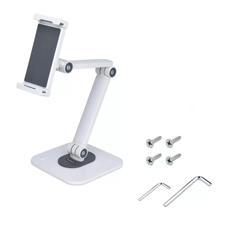 StarTech.com säädettävä tablettiteline työpöydälle – seinäkiinnitteinen – kapasiteetti 1 kg – ergonomisesti nivelletty yleismallinen tablettiteline – tablettipidike työpöydälle kääntyvä/kiertyvä/pyörivä