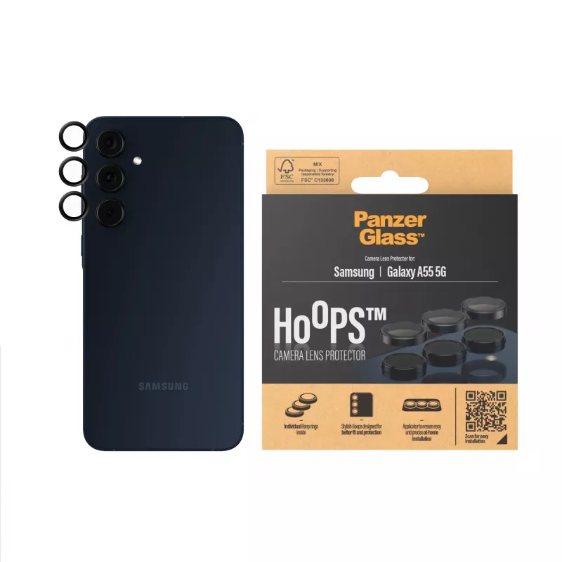 PanzerGlass ® Hoops® kameran linssinsuoja musta Samsung Galaxy A55 5G