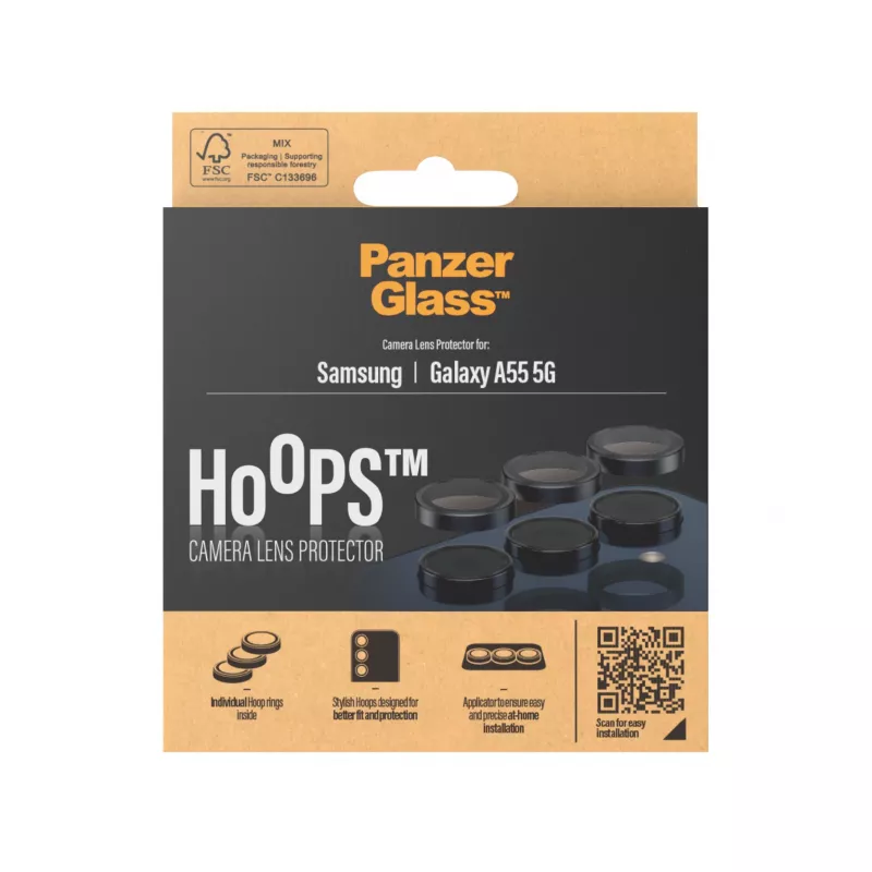 PanzerGlass ® Hoops® kameran linssinsuoja musta Samsung Galaxy A55 5G