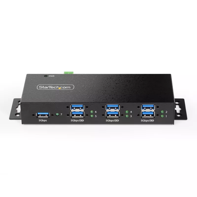 StarTech.com 5G7AINDRM-USB-A-HUB USB-keskitin USB 3.2 Gen 1 (3.1 Gen 1) Type-B 5000 Mbit/s musta