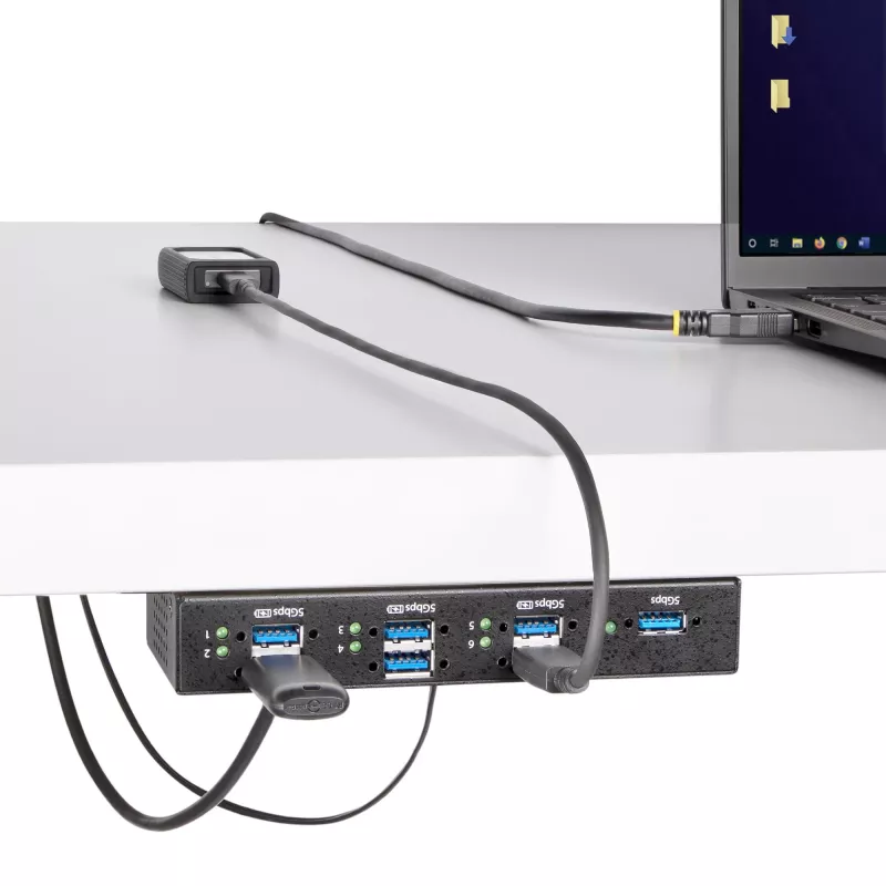 StarTech.com 5G7AINDRM-USB-A-HUB USB-keskitin USB 3.2 Gen 1 (3.1 Gen 1) Type-B 5000 Mbit/s musta
