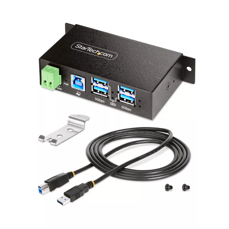 StarTech.com 5G4AINDRM-USB-A-HUB USB-keskitin USB 3.2 Gen 1 (3.1 Gen 1) Type-B 5000 Mbit/s musta