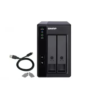 QNAP 2 Bay USB Type-C Direct Attached Storage with Hardware RAID | TR-002 | Micro | 6 GB | musta