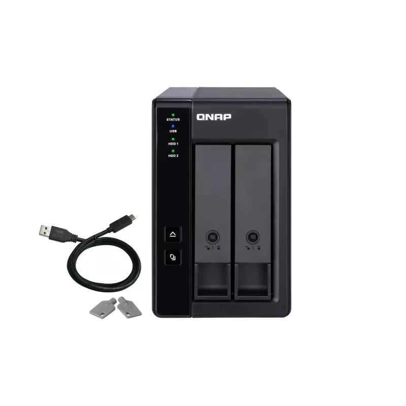 QNAP 2 Bay USB Type-C Direct Attached Storage with Hardware RAID | TR-002 | Micro | 6 GB | musta