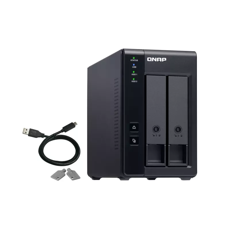 QNAP 2 Bay USB Type-C Direct Attached Storage with Hardware RAID | TR-002 | Micro | 6 GB | musta