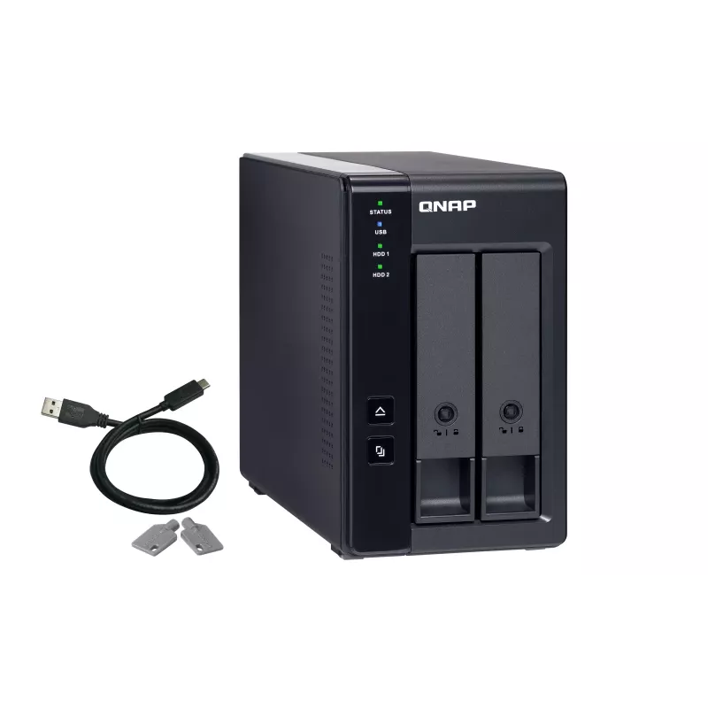 QNAP 2 Bay USB Type-C Direct Attached Storage with Hardware RAID | TR-002 | Micro | 6 GB | musta