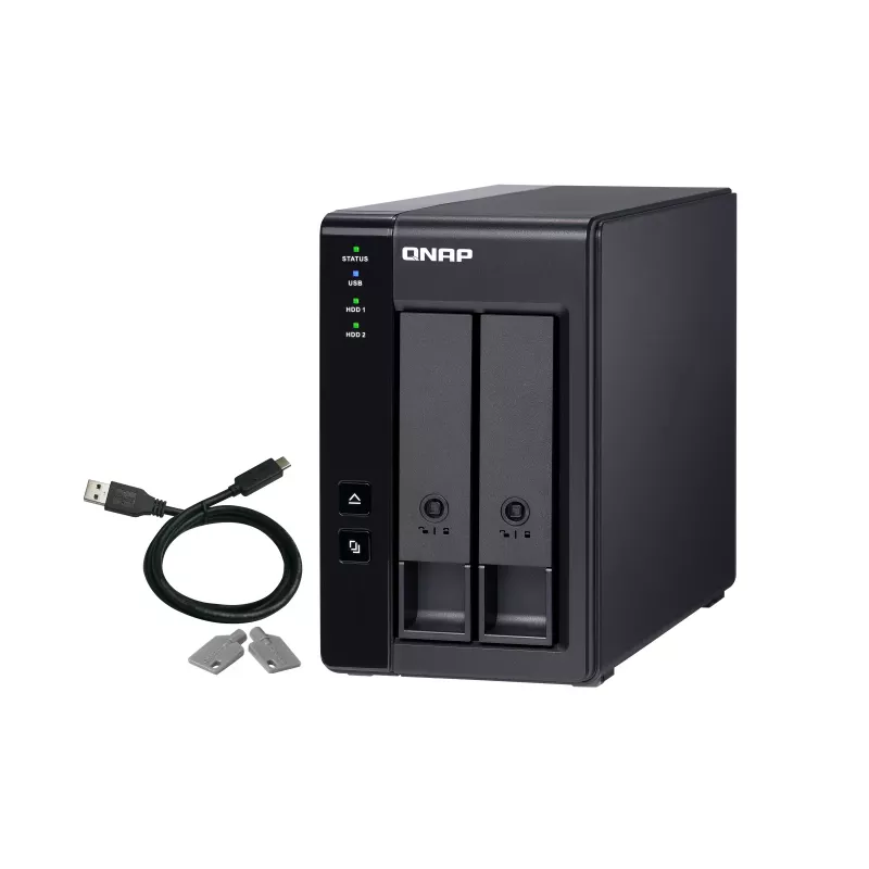 QNAP 2 Bay USB Type-C Direct Attached Storage with Hardware RAID | TR-002 | Micro | 6 GB | musta