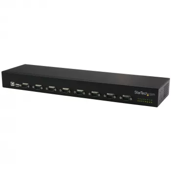 StarTech.com 8-porttinen USB–sarjaliitäntä-adapterikeskitin, USB 2.0, sarjaliitäntä, musta, alumiini, 36 W, 100 - 240 V