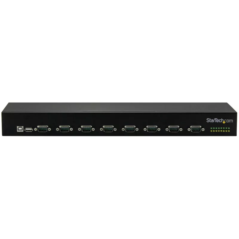 StarTech.com 8-porttinen USB–sarjaliitäntä-adapterikeskitin, USB 2.0, sarjaliitäntä, musta, alumiini, 36 W, 100 - 240 V