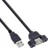 InLine USB 2.0 -adapterikaapeli Type-A uros / A naaras korttipaikan peltiin, 0,6 m