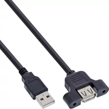 InLine USB 2.0 -adapterikaapeli Type-A uros / A naaras korttipaikan peltiin, 0,6 m