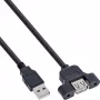 InLine USB 2.0 -adapterikaapeli Type-A uros / A naaras korttipaikan peltiin, 0,6 m