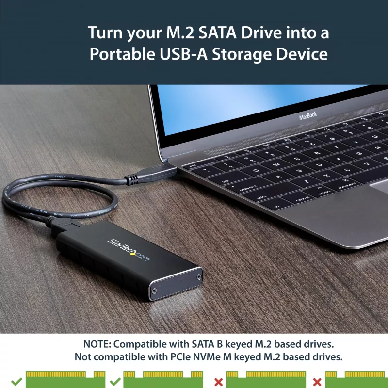 StarTech.com M.2 SSD-kotelo M.2 SATA SSD-levyille - USB 3.1 (10 Gbit/s) USB-C-kaapelilla