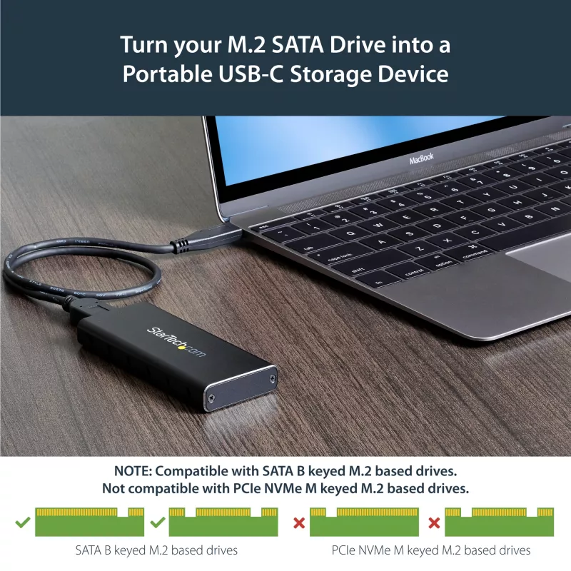 StarTech.com M.2 SSD-kotelo M.2 SATA SSD-levyille - USB 3.1 (10 Gbit/s) USB-C-kaapelilla