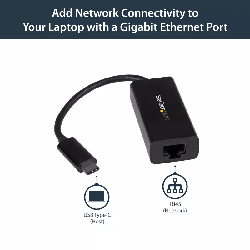 StarTech.com USB-C - Gigabit Ethernet -sovitin - musta