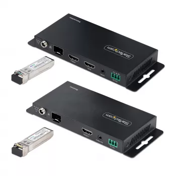 StarTech.com ST121HD20FXA2 4K 60Hz HDMI-valokuitujatkosarja, enintään 1 km (yksimuoto) / 300 m (monimuoto), LC, HDR, HDCP, ääni/RS232/IR, lähetin ja vastaanotin