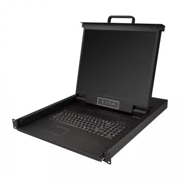 StarTech.com Rackmount KVM-konsoli – Single-Port VGA KVM 19 tuuman LCD-näytöllä palvelinkaappiin – täysin varusteltu universaali 1HE LCD KVM-laatikko kaapeleilla ja laitteistolla – USB-tuki – 50 000 MTBF