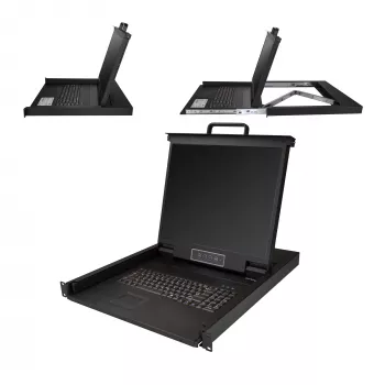 StarTech.com Rackmount KVM-konsoli – Single-Port VGA KVM 19 tuuman LCD-näytöllä palvelinkaappiin – täysin varusteltu universaali 1HE LCD KVM-laatikko kaapeleilla ja laitteistolla – USB-tuki – 50 000 MTBF